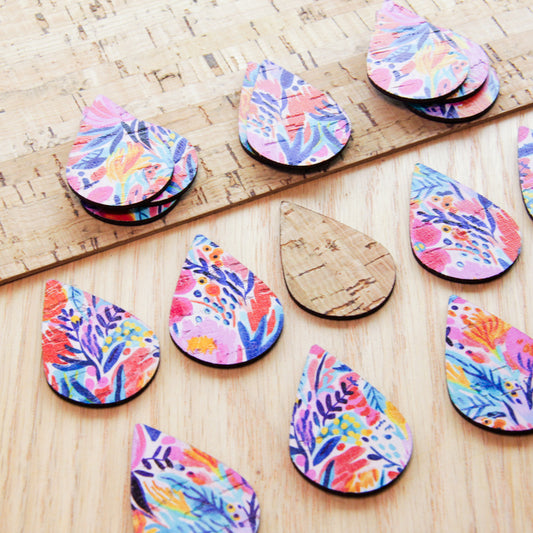 Cork - 40mm - Teardrop  - Bold Floral - 53