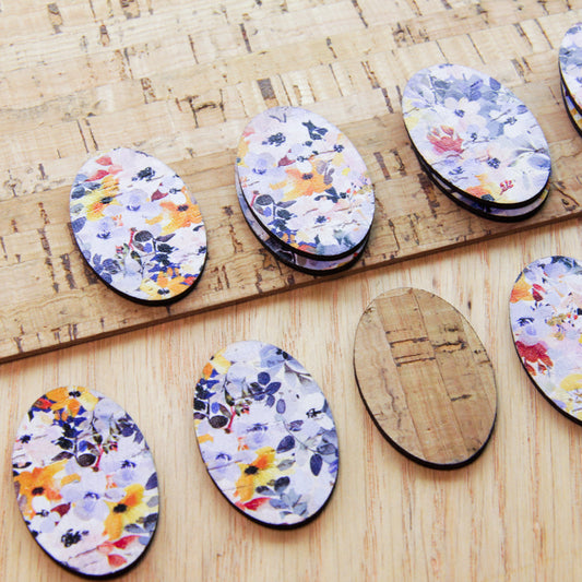 Cork - 40mm - Oval  - Floral Garden - 54