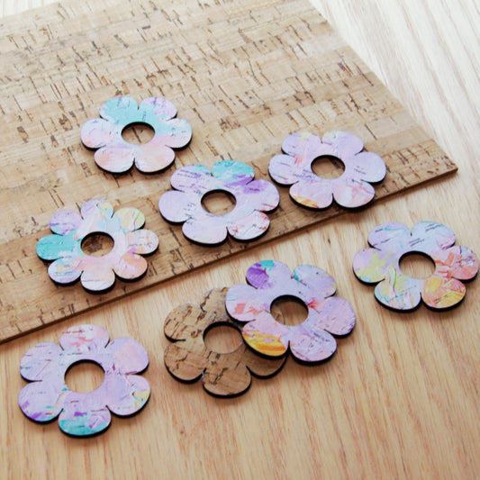 Cork - 40mm - Flower 2 with large hole - Paint - 25