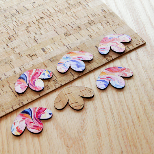 Cork - 40mm - Half Flower  - Abstract Art - 03