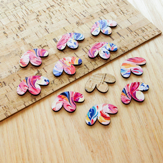 Cork - 30mm - Half Flower  - Abstract Art - 03