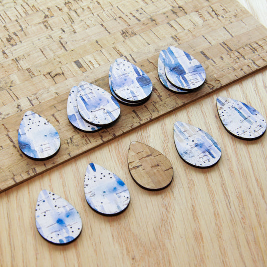 Cork - 30mm - Teardrop 2  - Shibori - 17