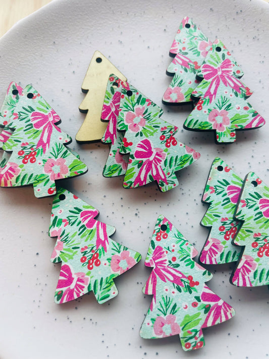 Wood - 4cm - Christmas Tree - 1 Hole - Christmas - 149