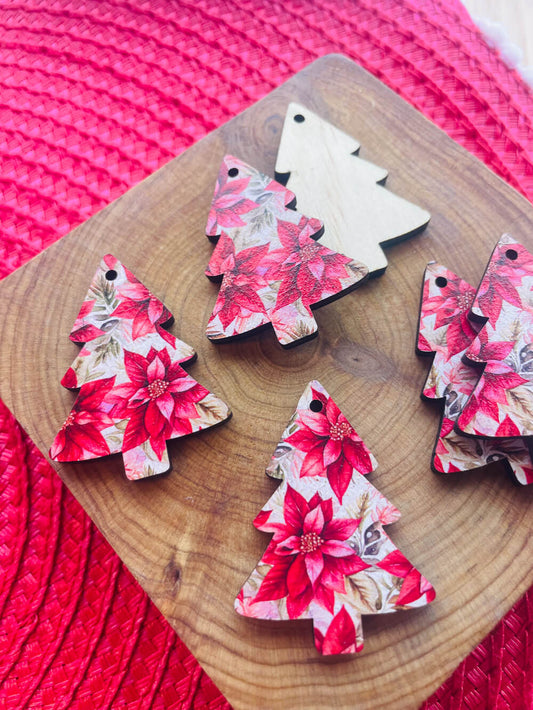 Wood - 4cm - Christmas Tree - 1 Hole - Christmas - 128