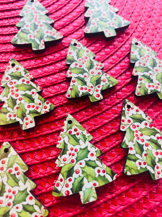 Wood - 4cm - Christmas Tree - 1 Hole - Christmas - 84