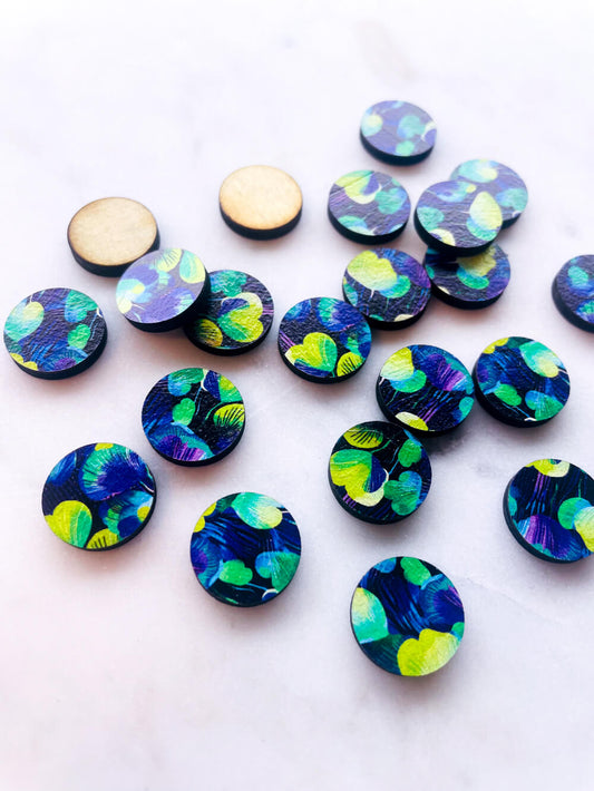 Wood - 15mm Circle- Studs - Summer Nights - 14