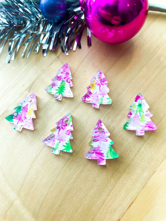 Clear Acrylic - 2cm Christmas Tree - 1 hole - Christmas - 170