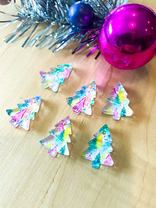 Clear Acrylic - 2cm Christmas Tree - 1 Hole- Christmas - 01