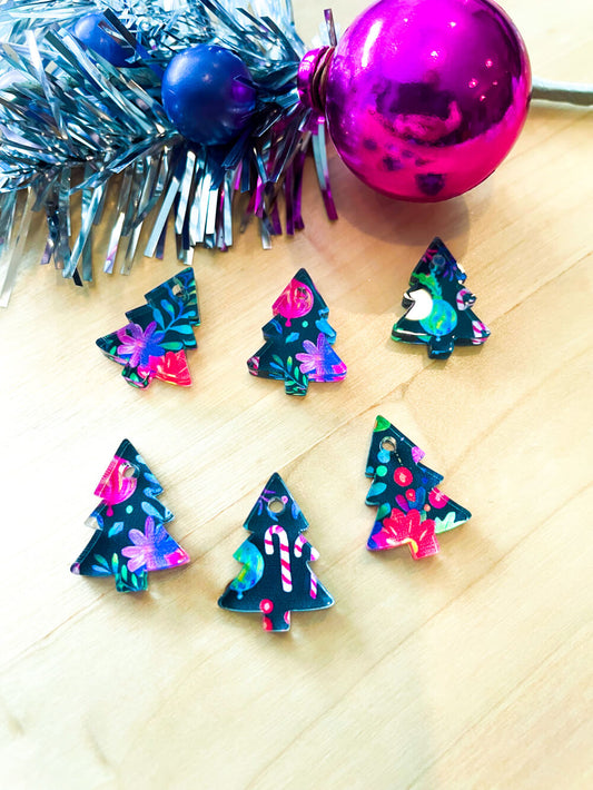 Clear Acrylic - 2cm Christmas Tree - Studs - Christmas - 307