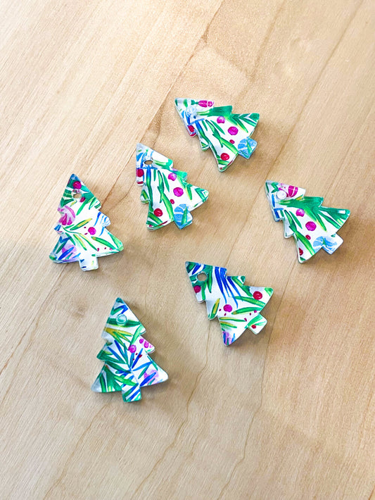 Clear Acrylic - 2cm Christmas Tree - 1 Hole - Christmas - 172