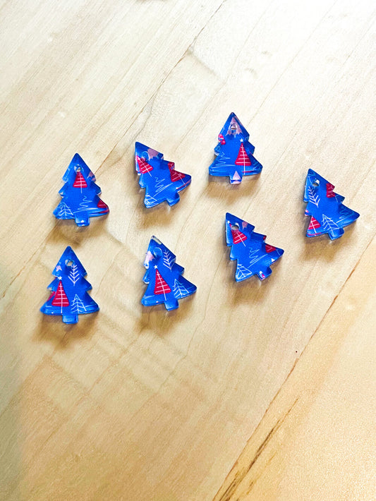 Clear Acrylic - 2cm Christmas Tree - 1 Hole - Christmas - 122