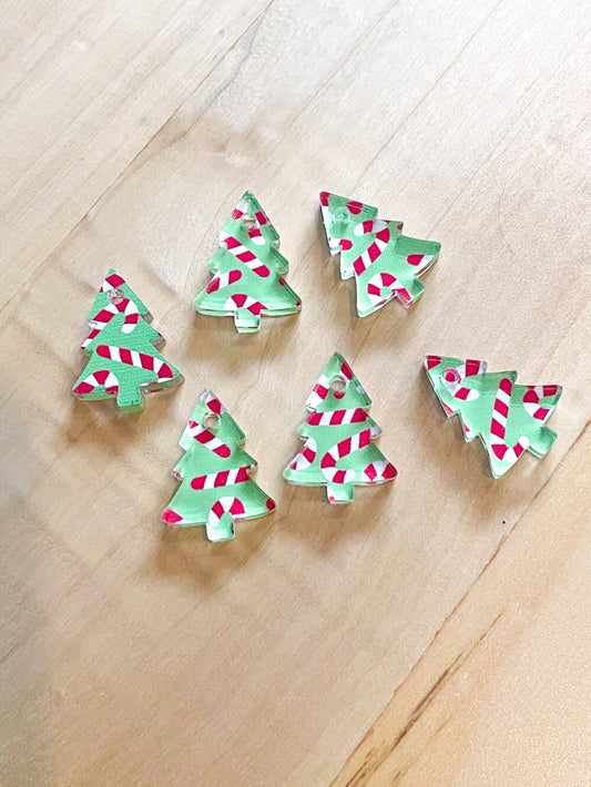 Clear Acrylic - 2cm Christmas Tree - 1 Hole - Christmas - 318