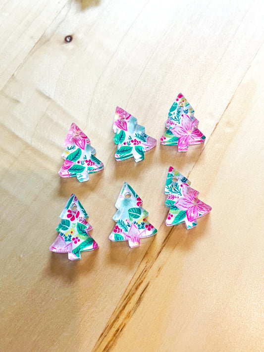 Clear Acrylic - 2cm Christmas Tree - 1 Hole - Christmas - 150