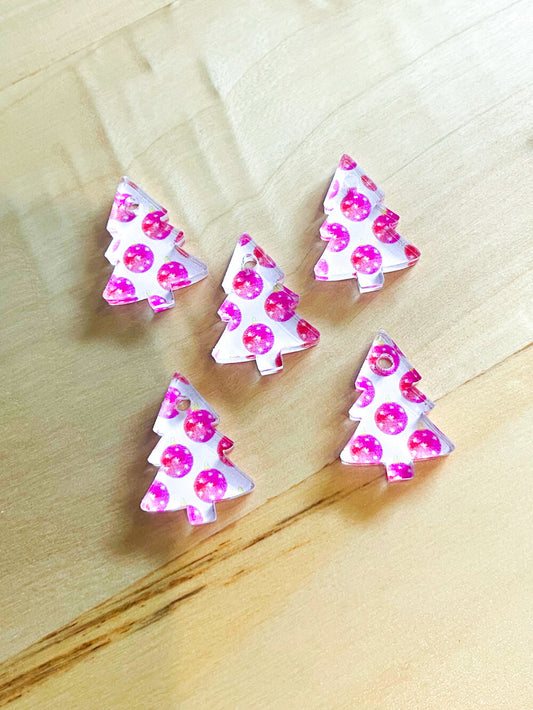 Clear Acrylic - 2cm Christmas Tree - 1 hole - Christmas - 05