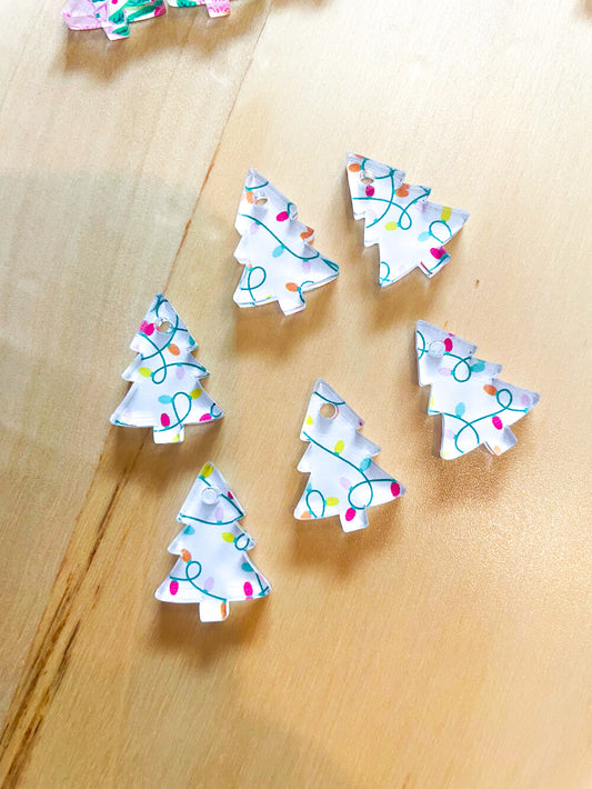 Clear Acrylic - 2cm Christmas Tree - 1 Hole - Christmas - 51