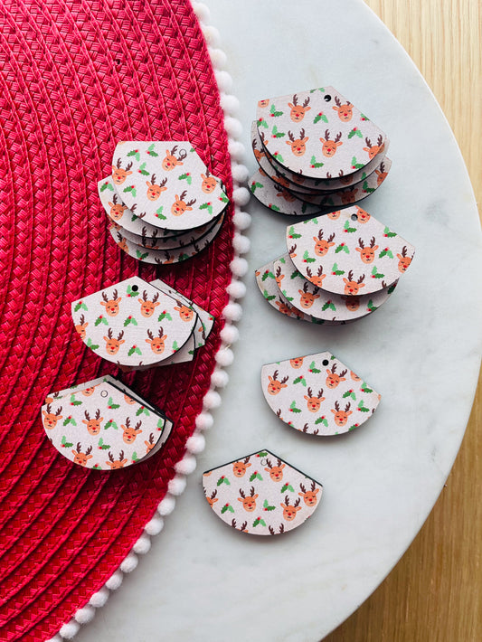 Wood - 4cm - Fan - 1 Hole - Christmas - 319