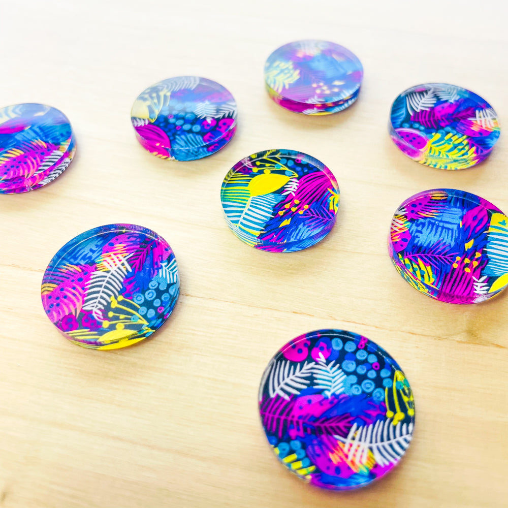 2cm Circle - Clear Acrylic - Summer Nights - 25