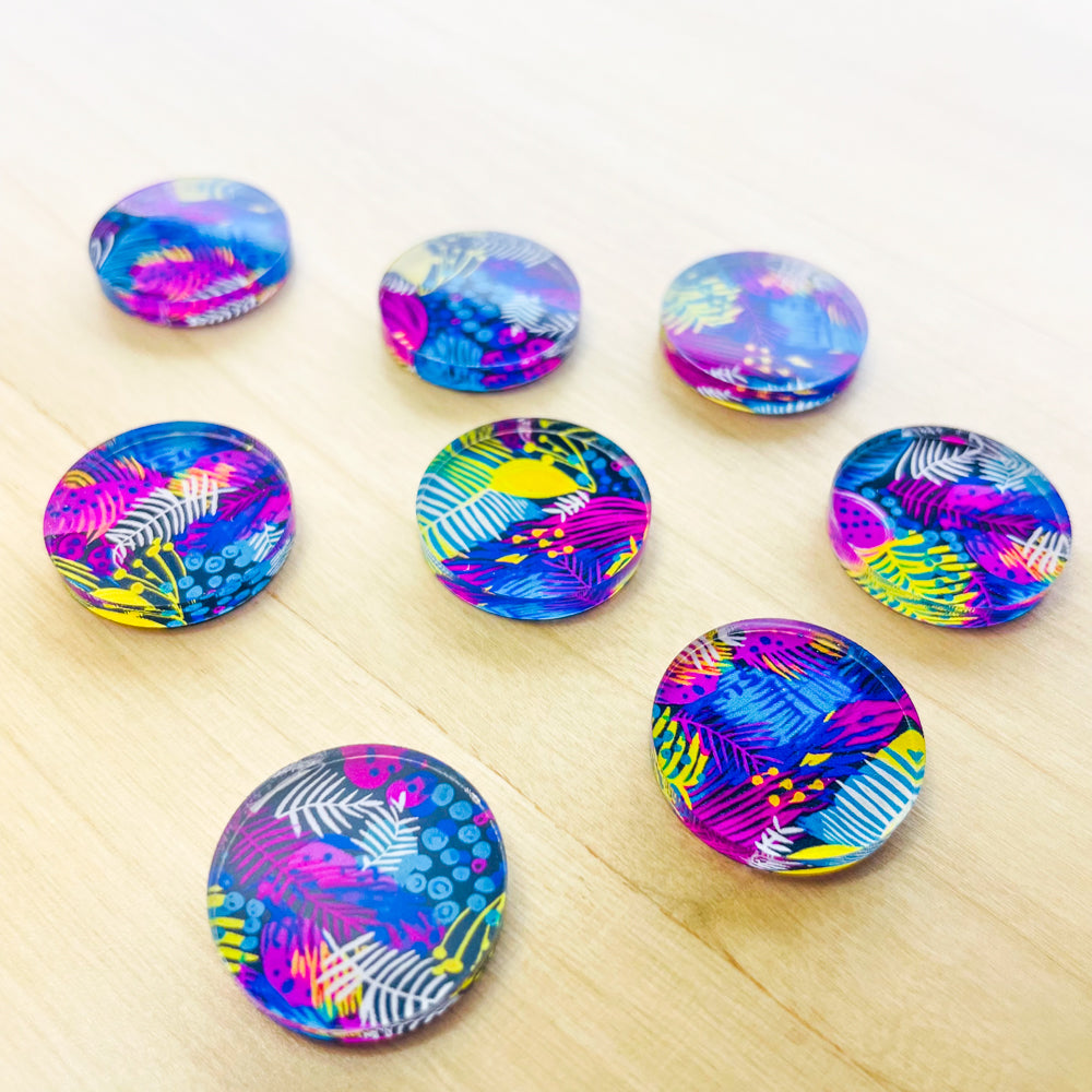 2cm Circle - Clear Acrylic - Summer Nights - 25