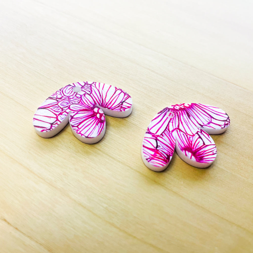 Half Flower - White Acrylic - Blooms - 31