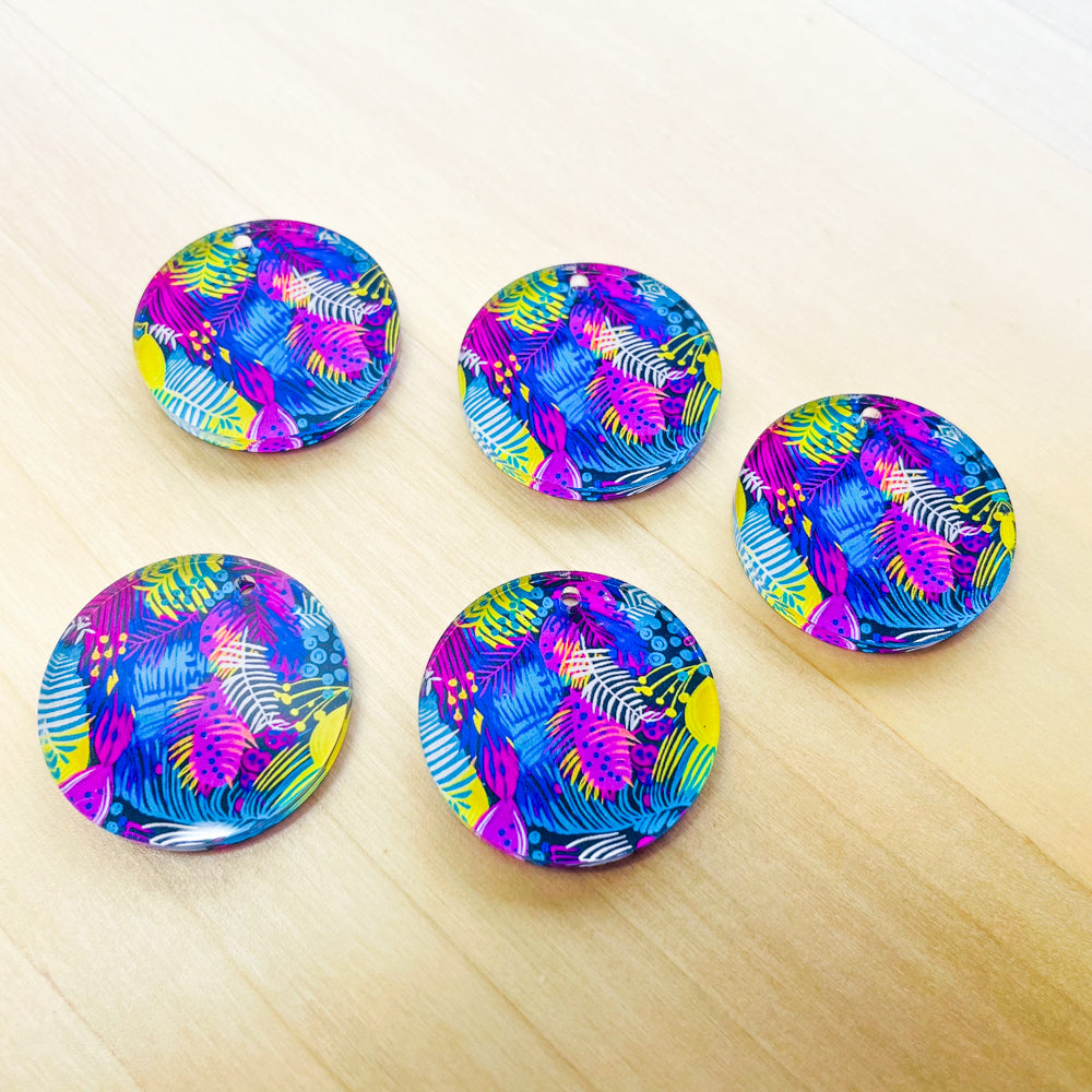 3cm Circle - 1 Hole - Clear Acrylic - Summer Nights - 25