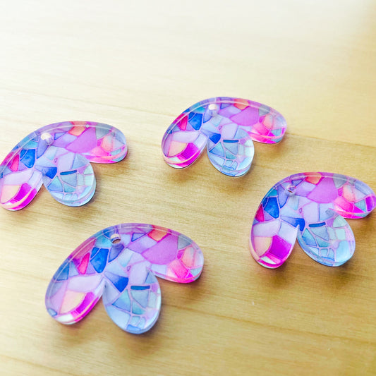 Half Flower - Clear Acrylic - Watercolour - 76