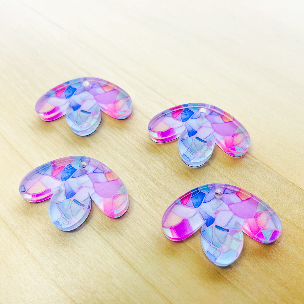 Half Flower - Clear Acrylic - Watercolour - 76