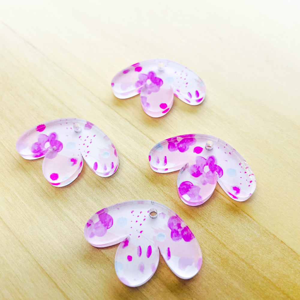 Half Flower - Clear Acrylic - Watercolour - 110