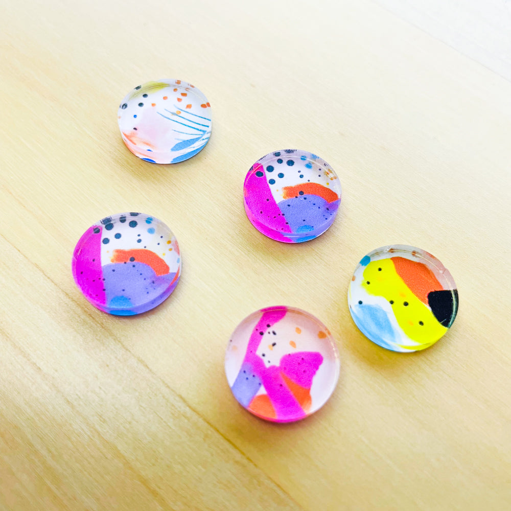 1.5cm Circle - Studs- Clear Acrylic - Abstract Art - 05