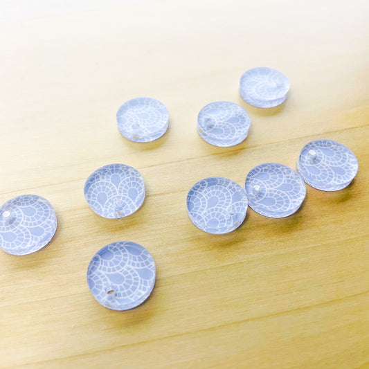 1.5cm Circle - 1 hole - Clear Acrylic - Winter Picnic - 04