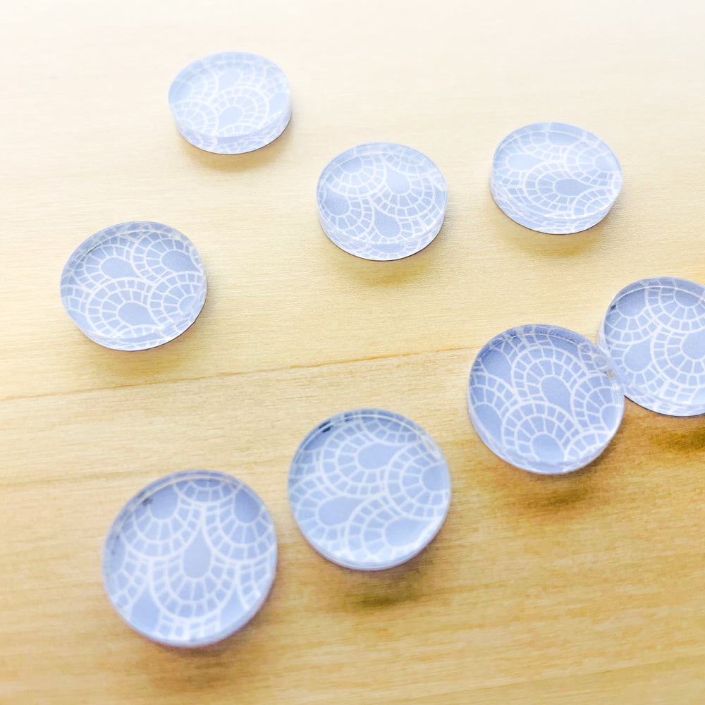 1.5cm Circle - Studs - Clear Acrylic - Winter Picnic - 04