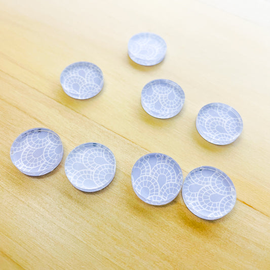 Clear Acrylic - 1.5cm Circle - Studs - Winter Picnic - 04