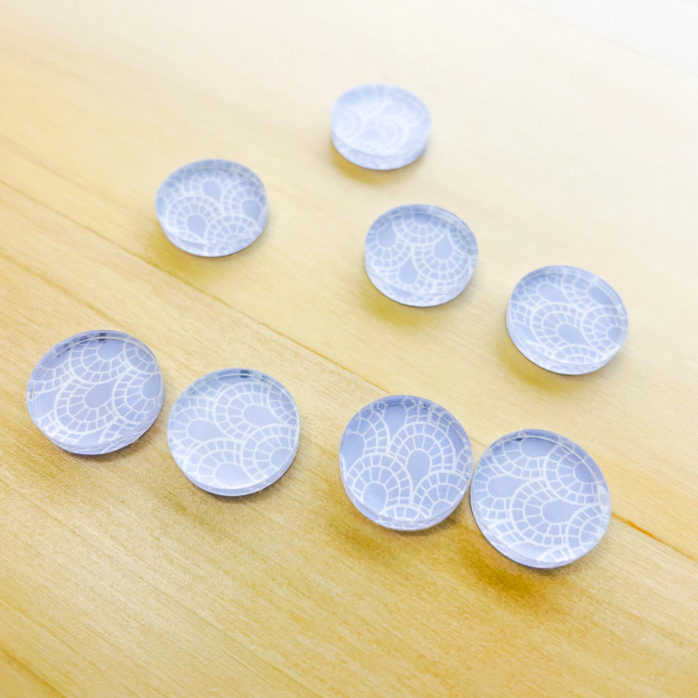 1.5cm Circle - Studs - Clear Acrylic - Winter Picnic - 04