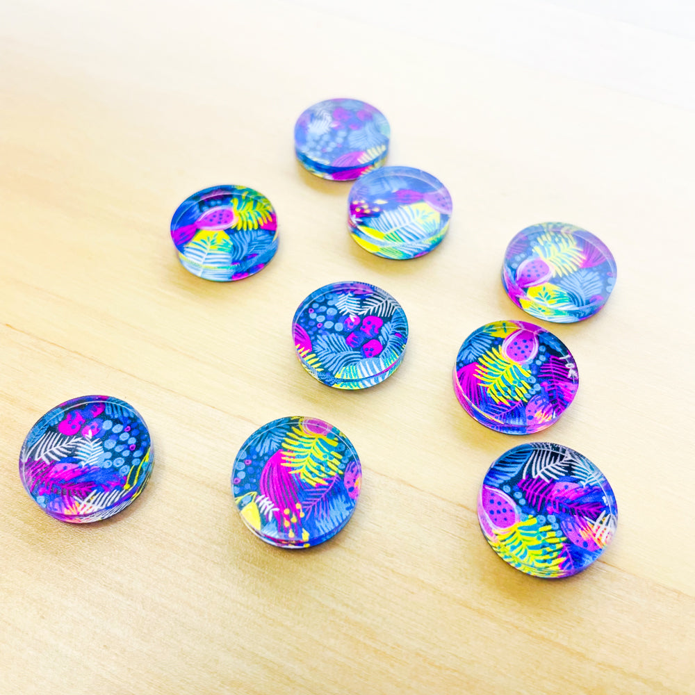 1.5cm Circle - Studs - Clear Acrylic - Summer Nights - 25