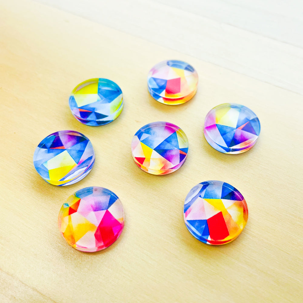 1.5cm Circle - Studs - Clear Acrylic - Watercolour - 23