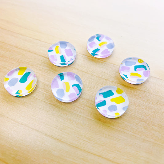 Clear Acrylic - 1.5cm Circle - Studs - Beach Picnic - 08
