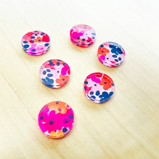 1.5cm Circle - Studs- Clear Acrylic - Summer - 08