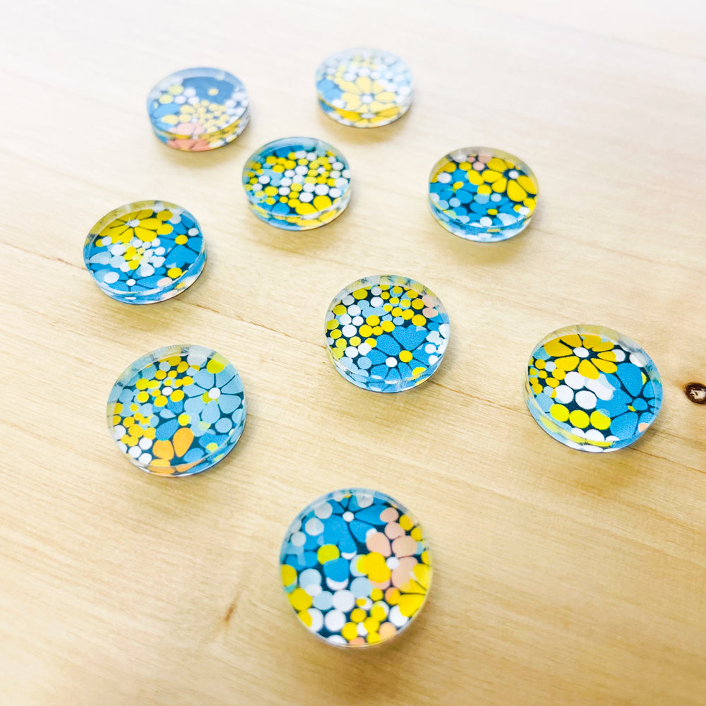 1.5cm Circle - Studs- Clear Acrylic - Summer Nights - 13