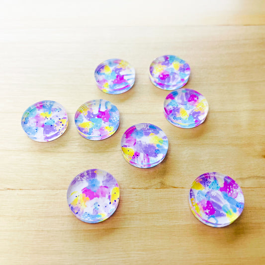 Clear Acrylic - 1.5cm Circle - Studs - Abstract Art - 35