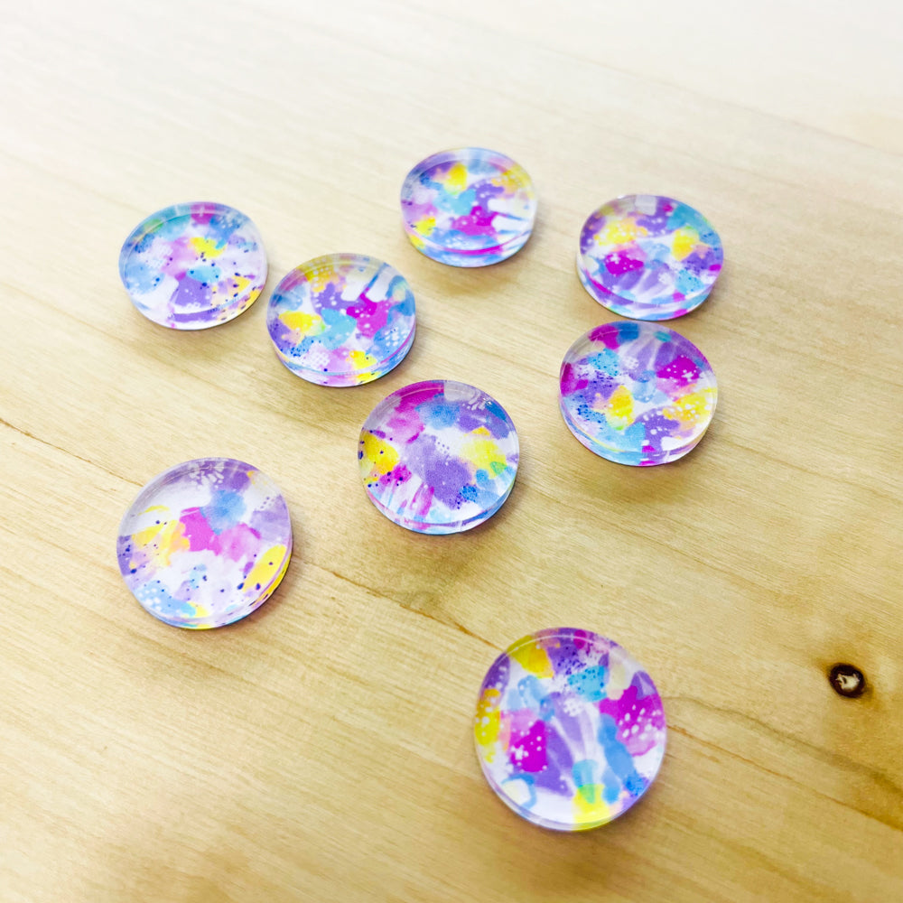 1.5cm Circle - Studs - Clear Acrylic - Abstract Art - 35