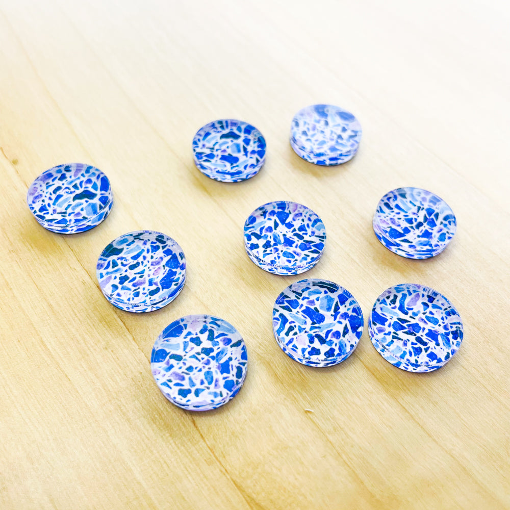 1.5cm Circle - Studs - Clear Acrylic - Terrazzo - 07