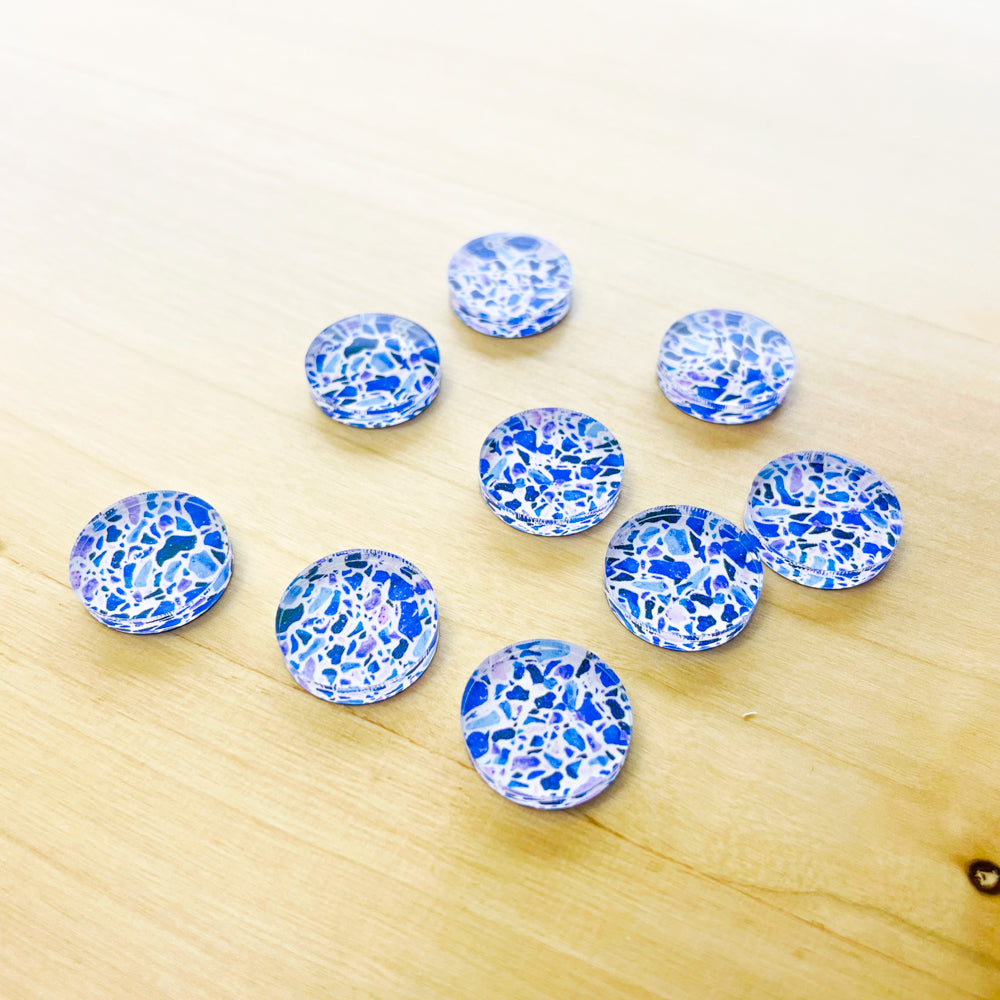 1.5cm Circle - Studs - Clear Acrylic - Terrazzo - 07