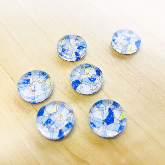 Clear Acrylic - 1.5cm Circle - Studs - Stained Glass - 03
