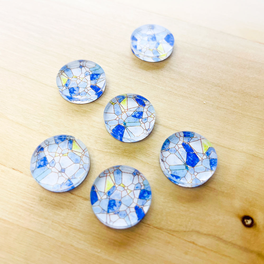 1.5cm Circle - Studs- Clear Acrylic - Stained Glass - 03