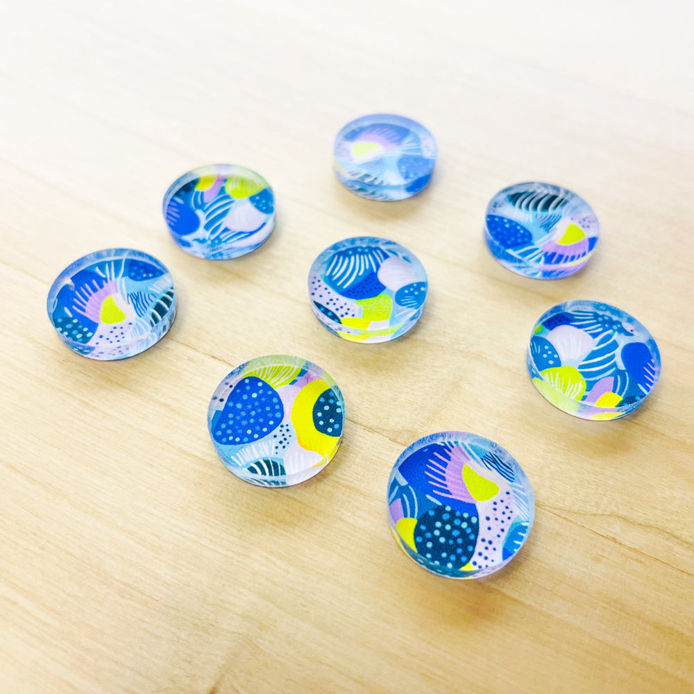 1.5cm Circle - Studs- Clear Acrylic - Summer Nights - 23