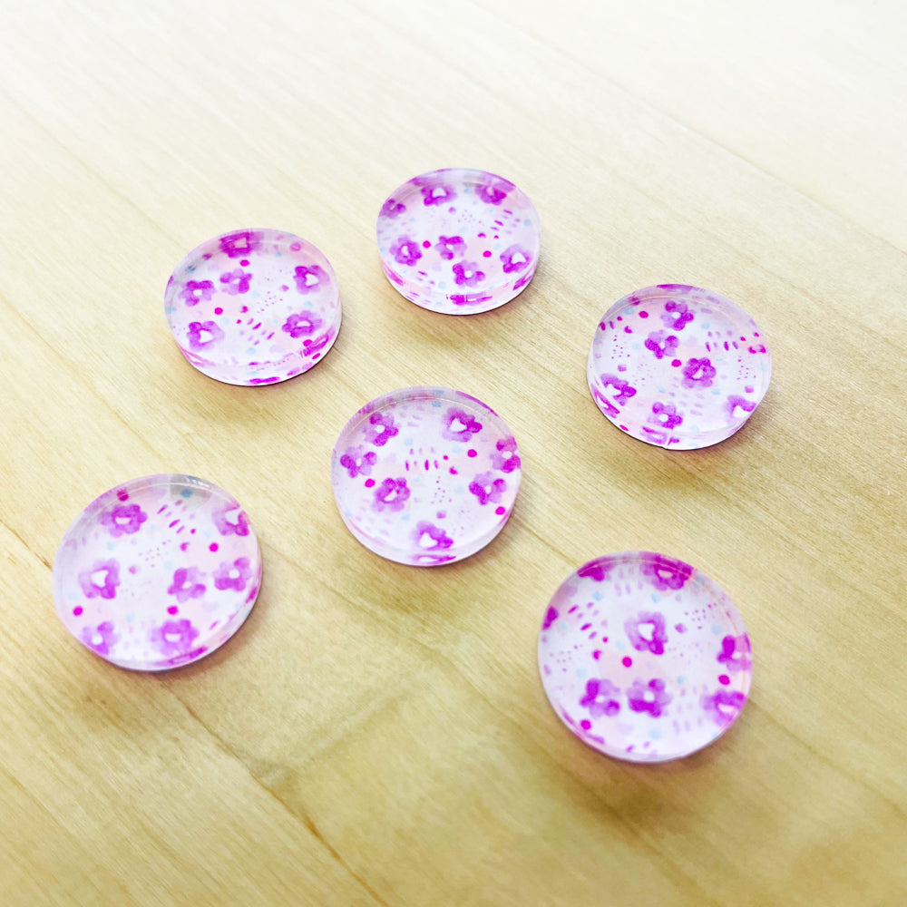 1.5cm Circle - Studs - Clear Acrylic - Watercolour - 110 (small scale)
