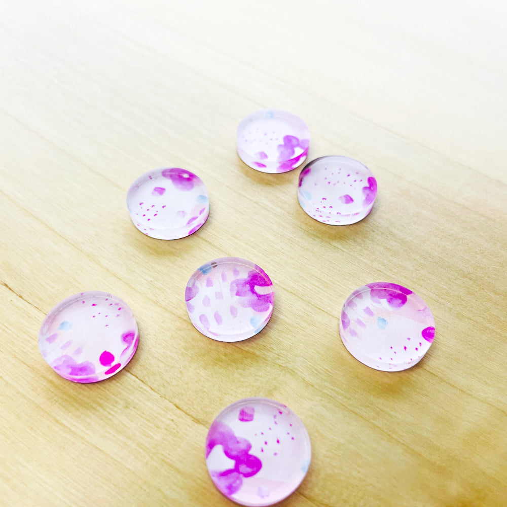 1.5cm Circle - Studs - Clear Acrylic - Watercolour - 110
