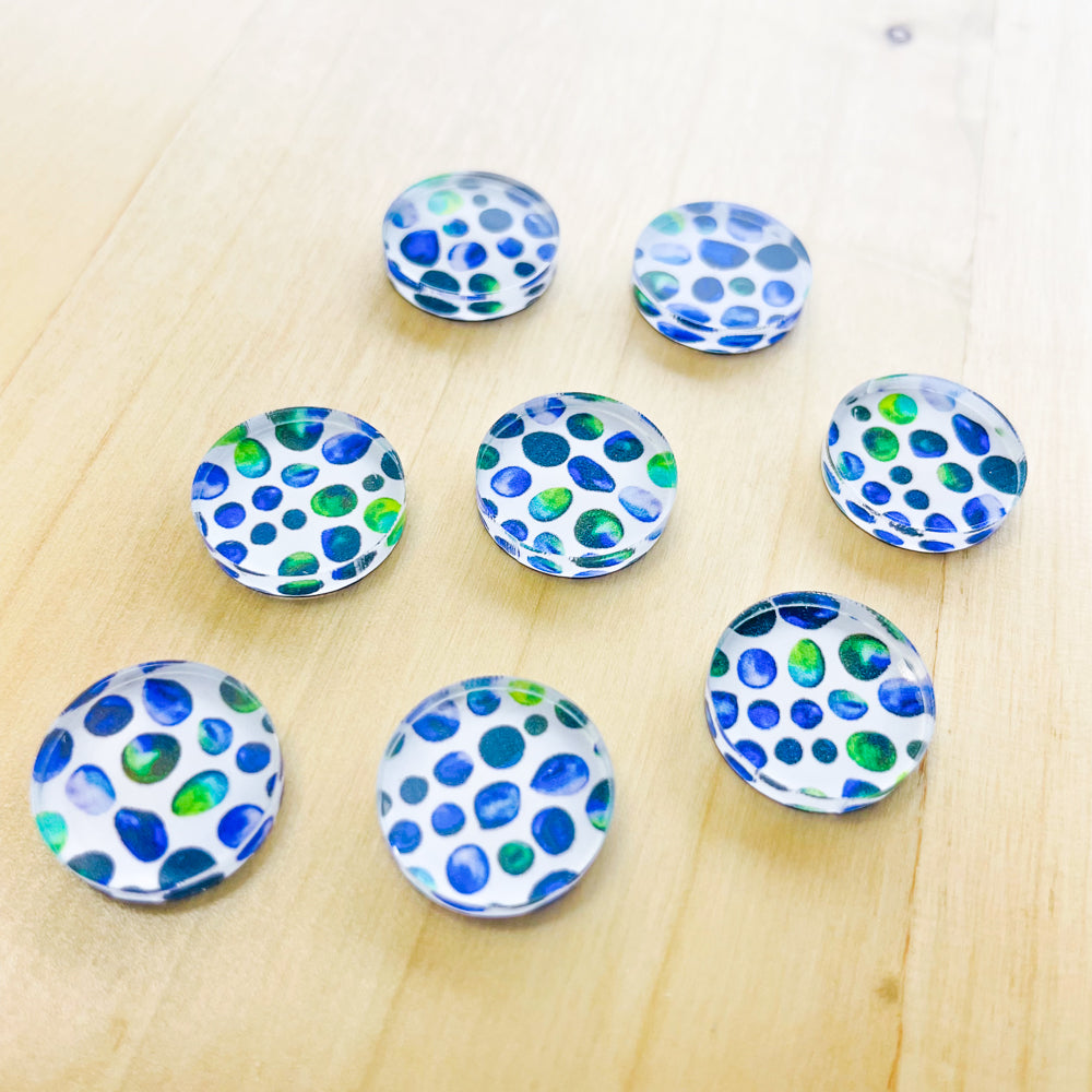 1.5cm Circle - Studs - Clear Acrylic - Watercolour - 49