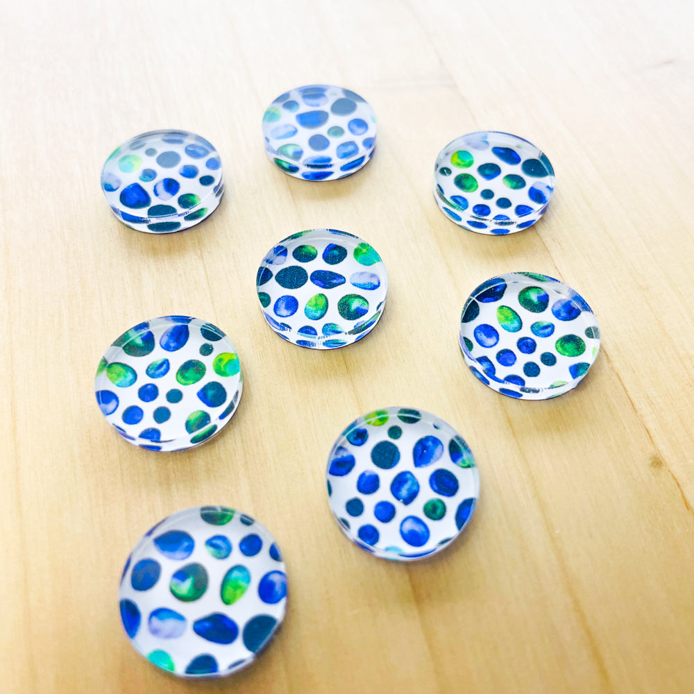 1.5cm Circle - Studs - Clear Acrylic - Watercolour - 49
