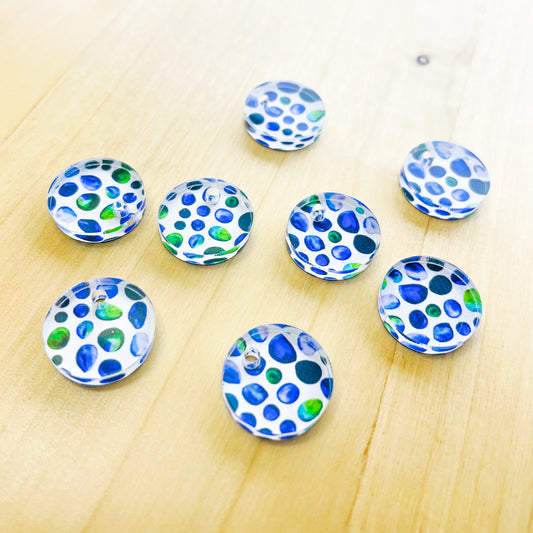 1.5cm Circle - 1 Hole - Clear Acrylic - Watercolour - 49