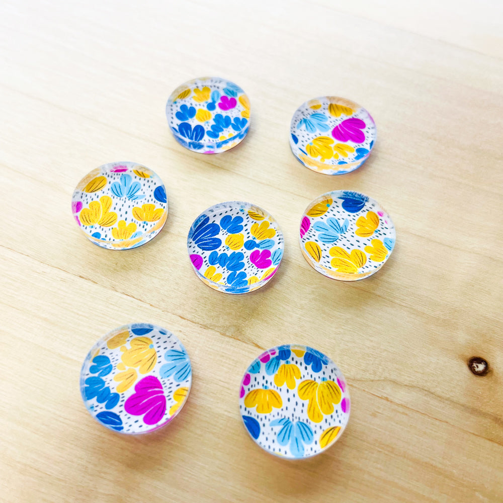 1.5cm Circle - Studs- Clear Acrylic - Summer Nights - 04